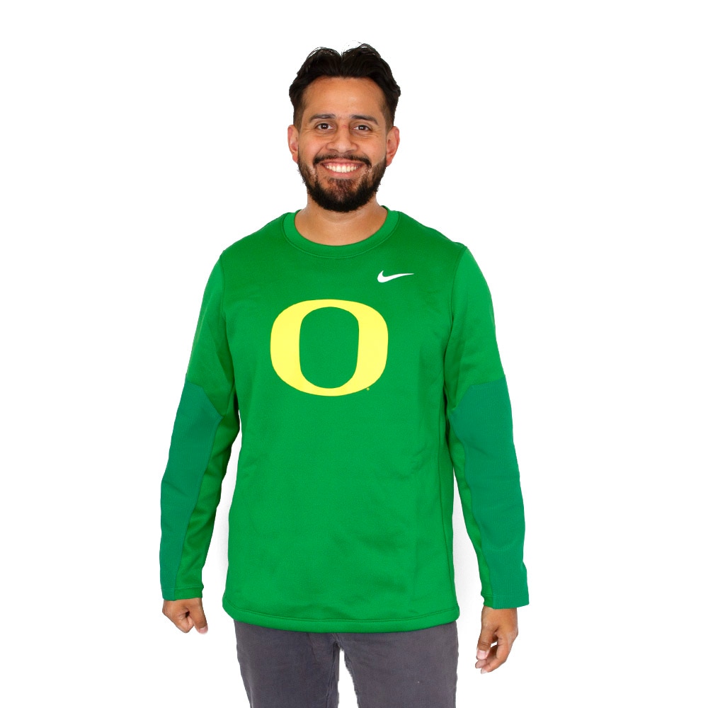 Classic Oregon O, Nike, Green, Pullover, Performance/Dri-FIT, Men, Football, Midweight, Coaches, Sweatshirt, 926071